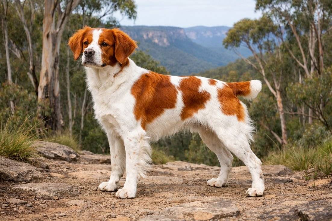 Brittany-Spaniel-standing-outside Brittany Spaniel standing outside