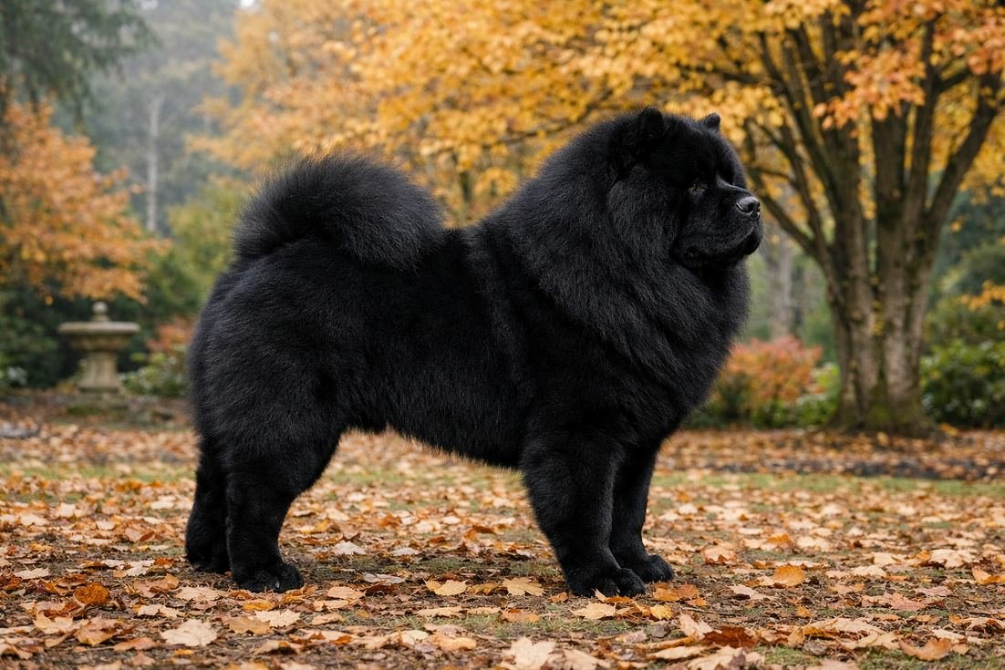 Chow Chow Black Coat Side Profile At Mount Macedon Autumn Gardens