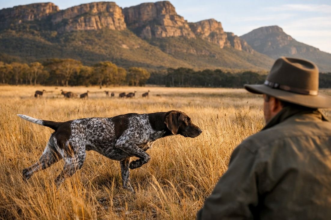 German Shorthaired Pointer Liver Roan Pointing Stance Grampians Victoria