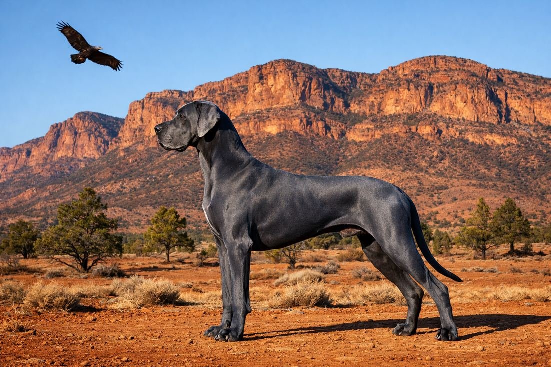 Great Dane Blue Coat Side Profile At Wilpena Pound Flinders Ranges Sa