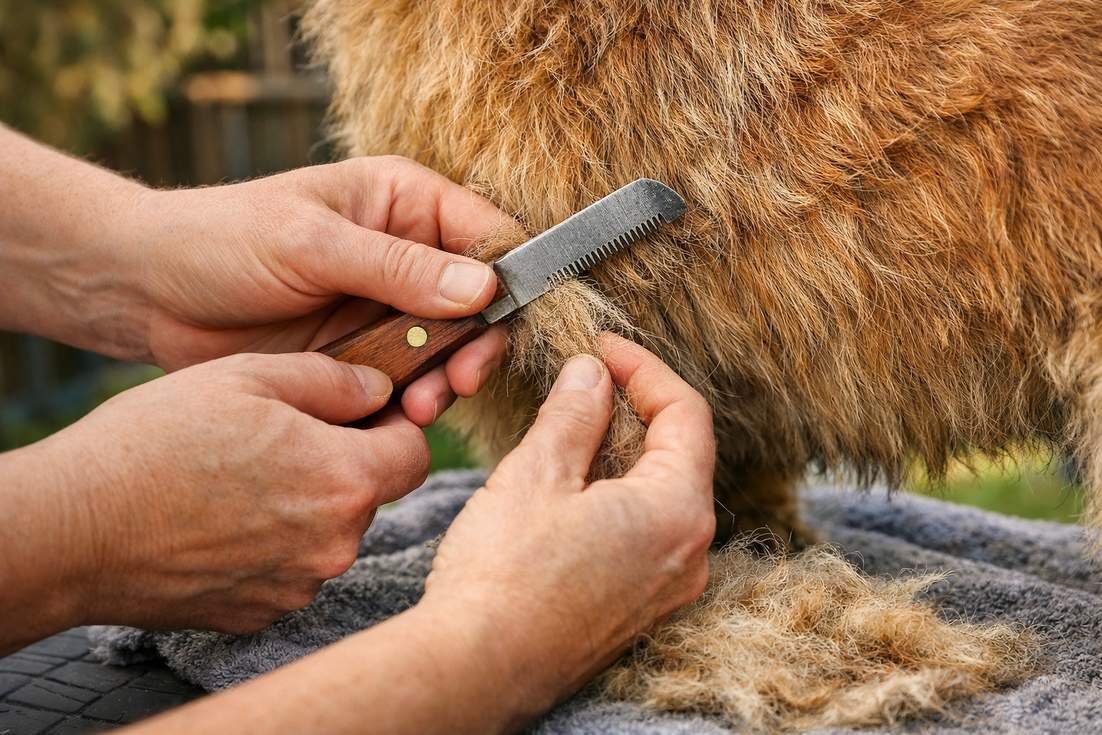 Belgian Laekenois Wiry Coat Being Hand Stripped