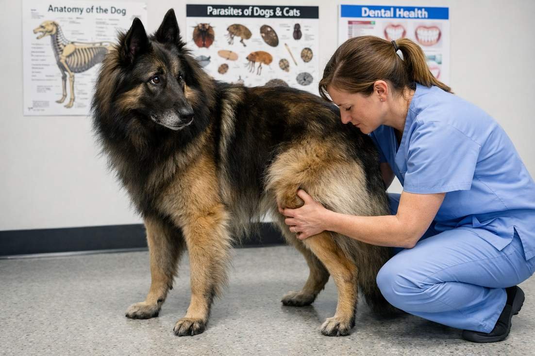 belgian-tervuren-being-examined-by-veterinarian Belgian Tervuren Being Examined By Veterinarian