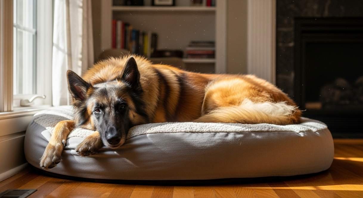 belgian-tervuren-on-dog-bed Belgian Tervuren On Dog Bed
