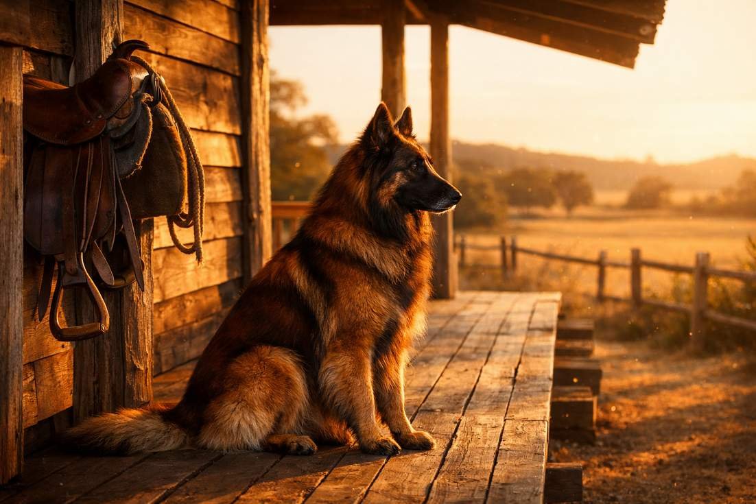 belgian-tervuren-sitting-on-country-homestead-verandah Belgian Tervuren Sitting On Country Homestead Verandah