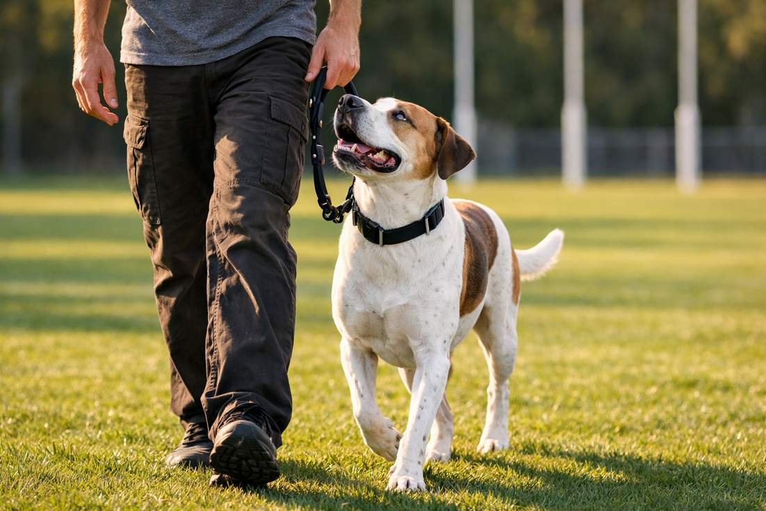 Bull Arab In Focused Heel Position Showing Attentive Obedience During Training
