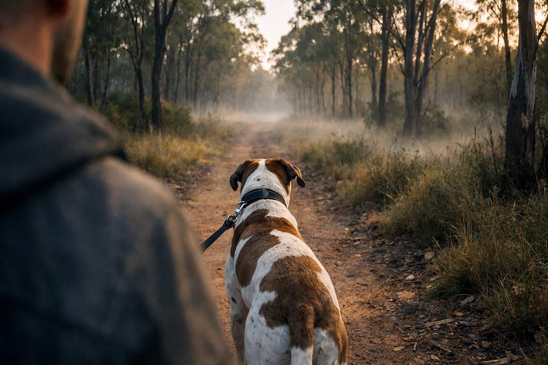 Bull Arab On Morning Bush Walk Through Misty Trail