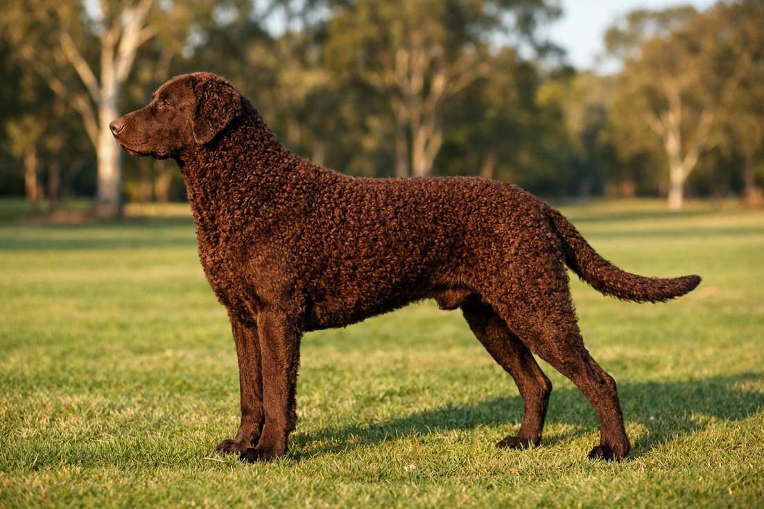 Curly Coated Retriever Full Body Side Profile