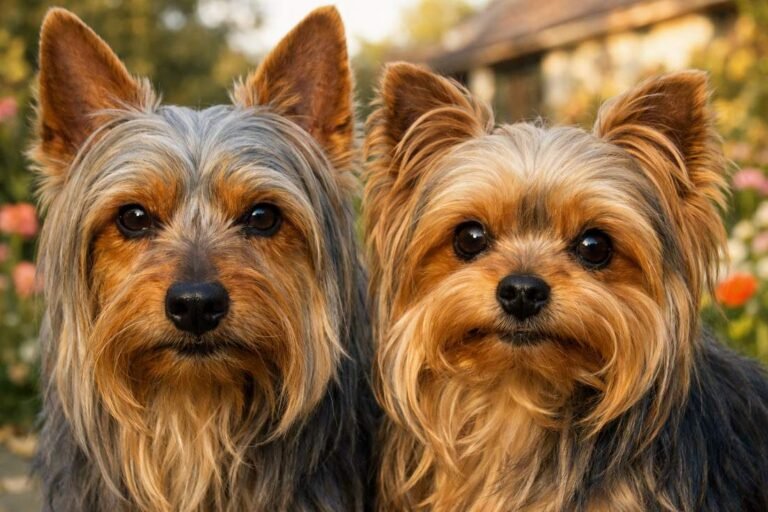 Australian Silky Terrier With Yorkshire Terrier