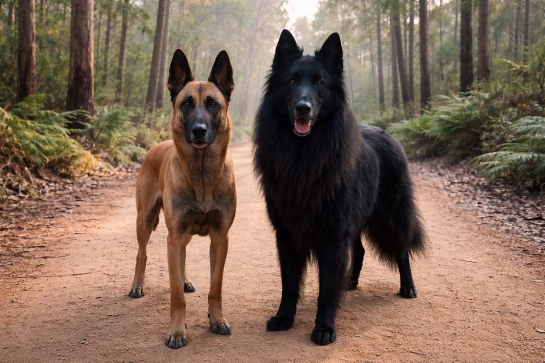 Belgian Malinois And Belgian Shepherd Standing