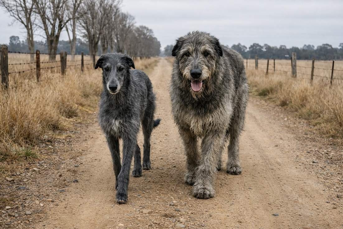 deerhound-and-irish-wolfhound-walking Deerhound And Irish Wolfhound Walking