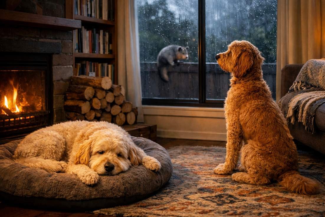 Groodle And Labradoodle At Lounge