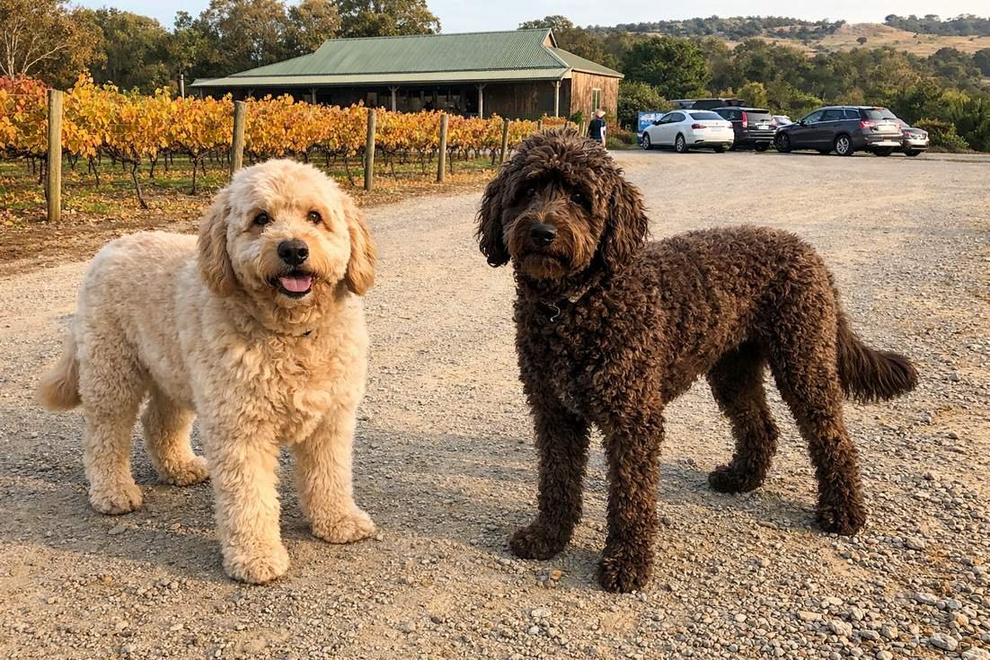 Groodle And Labradoodle Standing