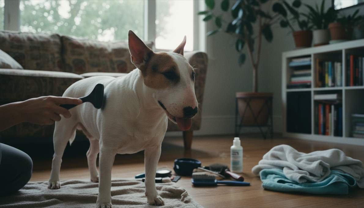 Miniature Bull Terrier Grooming Brushing
