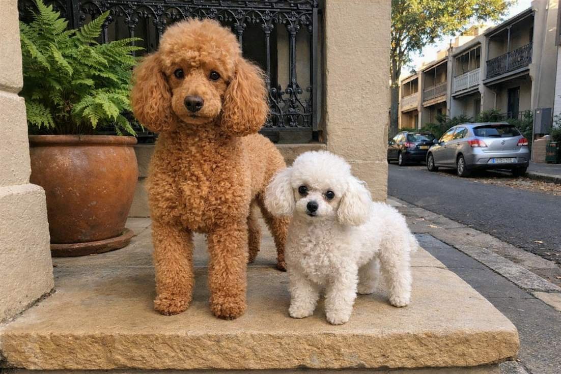 miniature-poodle-and-toy-poodle-standing Miniature Poodle And Toy Poodle Standing