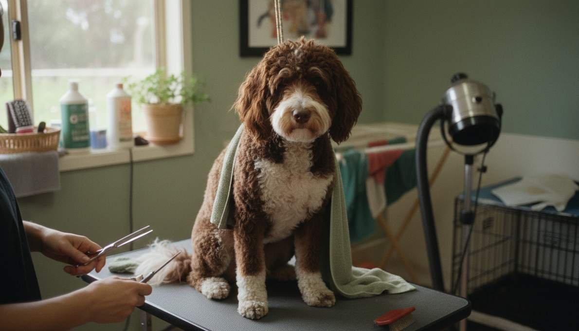 Portuguese Water Dog Grooming Brushing