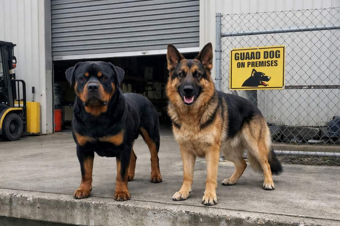 Rottweiler And German Shepherd Standing