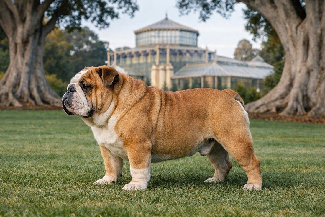 British Bulldog Fawn Coat Side Profile At Adelaide Botanic Gardens