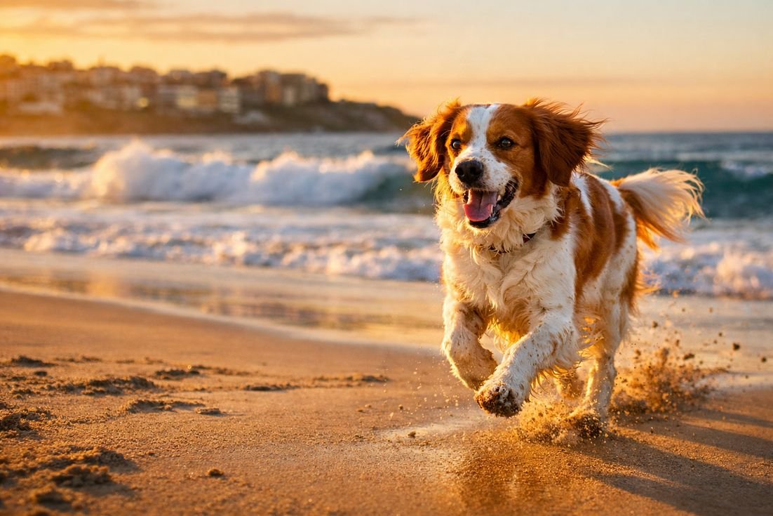 Brittany Spaniel At Beach Brittany Spaniel At Beach