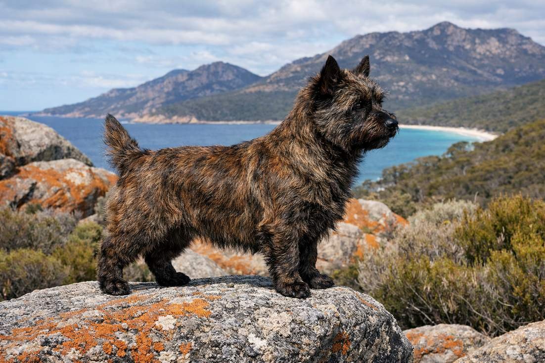 Cairn Terrier Red Brindle Side Profile At Freycinet Tasmania