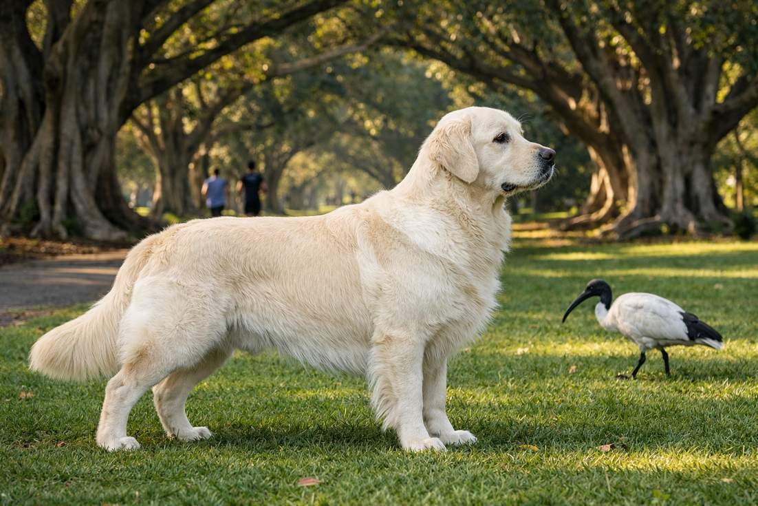Golden Retriever Cream Coat Side Profile At Centennial Park Sydney
