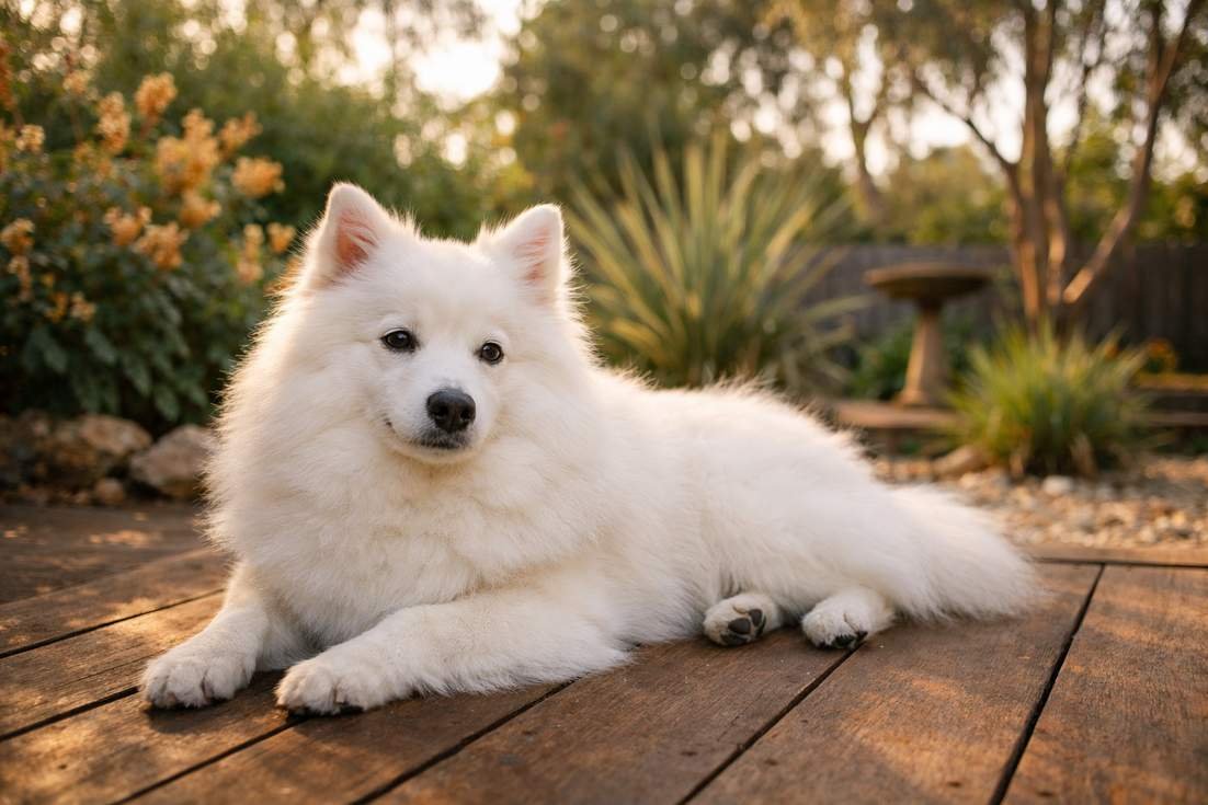 Japanese Spitz Relaxing Peacefully Showing Calm Gentle Temperament